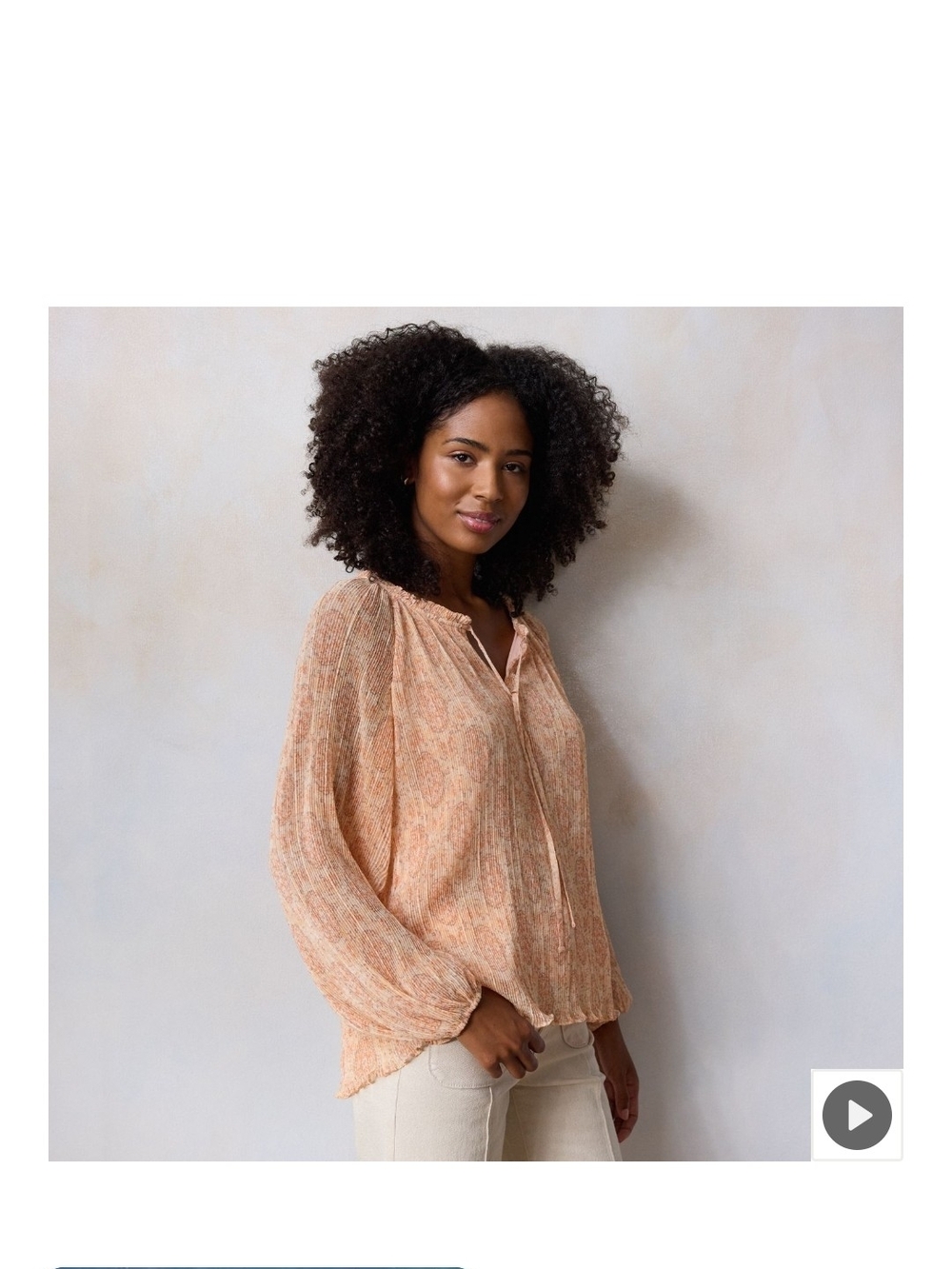 LC Lauren Conrad Peach Printed Boho Tie-Neck Blouse